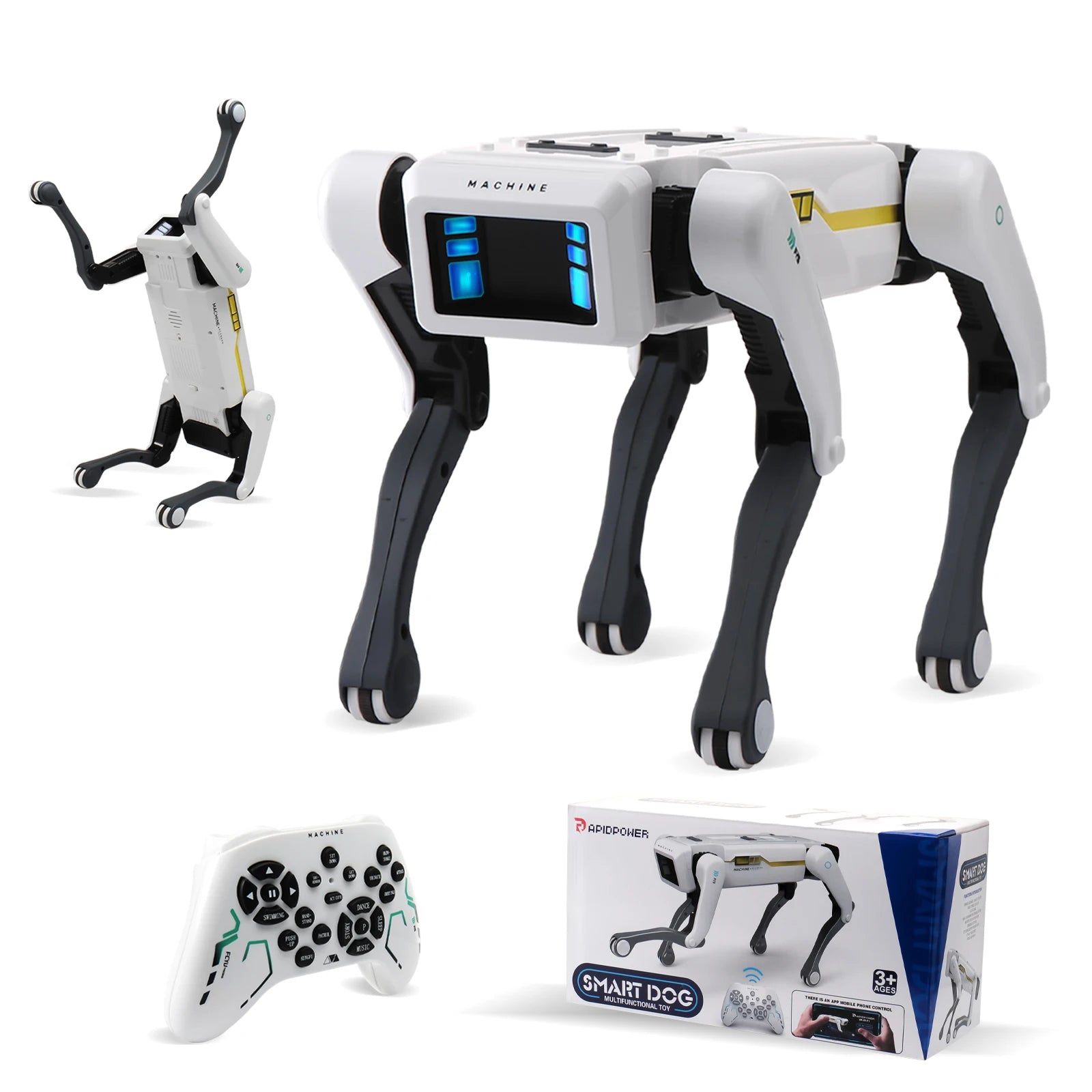Intelligent AI RC robot by MC THE BLACK DIAMOND, remote control robot with a sleek black design and multiple functional features.
