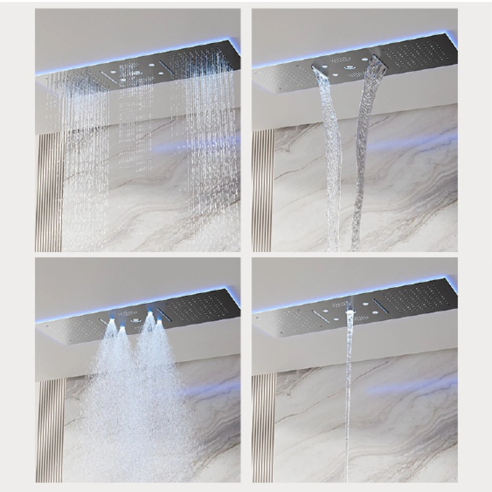 AITANA Luxury Brass Gunmetal LED Display Thermostatic Shower System Bathroom Ceiling embedded concealed giant curtain Rainfall - https://mohammadcollection.com