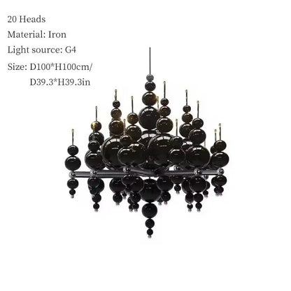 Luxury Living Room Black Chandelier Designer Tears From Moon Chandelier For Ceiling Restaurant Large Dining Table Hanging Lamp - https://mohammadcollection.com