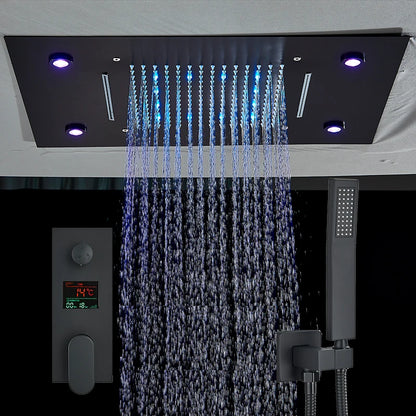 Matte black brass LED intelligent remote control for bathtub and shower faucets by MC THE BLACK DIAMOND