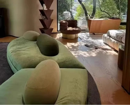 SS French Pebble Sofa Designer Large Flat Layer Love Special-shaped Green Fabric Module Combination Arc - https://mohammadcollection.com
