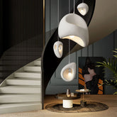 Nordic Villa Stairs Wabi Sabi E27 LED pendant lights by MC THE BLACK DIAMOND, showcasing rustic ceramic pendant fixtures hanging from a staircase.