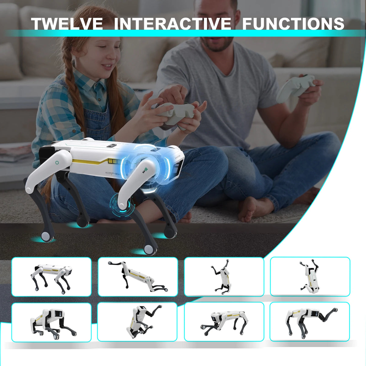 Intelligent AI MC THE BLACK DIAMOND RC robot with remote control, featuring sleek design and advanced robotics capabilities.
