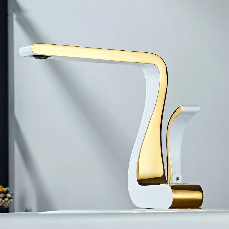 Luxury White Gold Bathroom Mixer Tap Brass Wash Basin Faucet Hot and Cold Water Sink Retro Faucet  Single Hole Faucet Bathroom - https://mohammadcollection.com