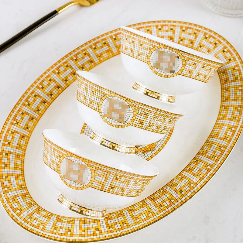 European light luxury style bone china tableware set from 𝕄𝕔 𝕋𝕙𝕖 𝔹𝕝𝕒𝕔𝕜 𝔻𝕚𝕒𝕞𝕠�