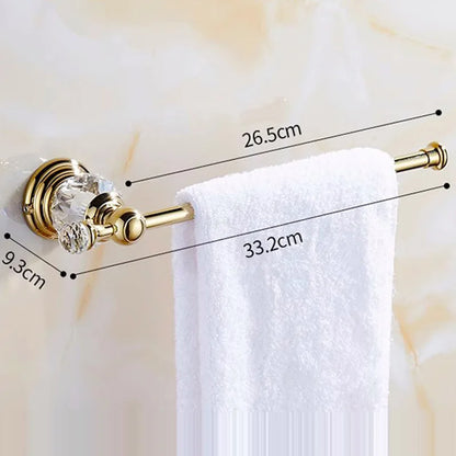 Luxury Gold Polished Brass Bathroom Accessories Set - Wall-Mounted Crystal Bath Hardware Collection - https://mohammadcollection.com