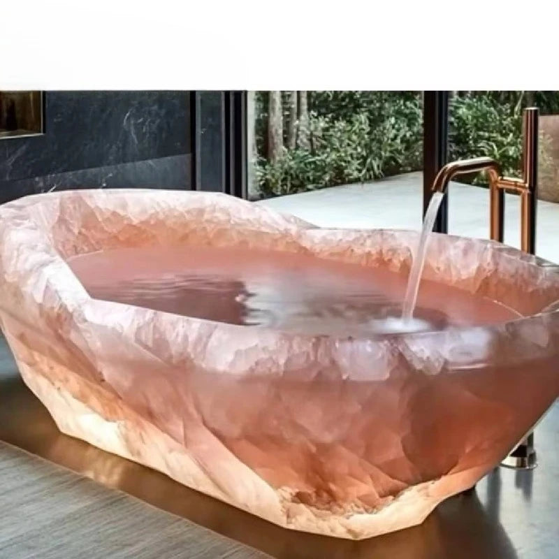 Irregular pink agate bathtubs for custom apartments and villas - https://mohammadcollection.com
