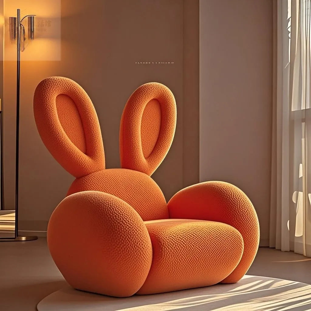 Cream Wind Creative Rabbit Fabric Sofas Living Room Single Sofa Furniture Couch Armchair White Pink Grey 1 Person Sofa luxury - https://mohammadcollection.com