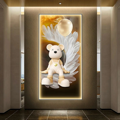 Modern cartoon bear wall decor poster by MC THE BLACK DIAMOND, luminous painting for living room or corridor wall art.