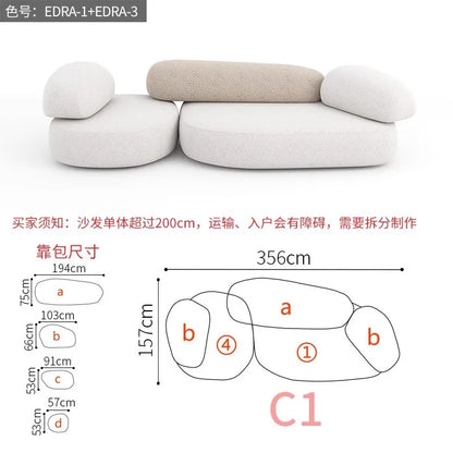 Creative Sofa Light Luxury Italian Pebble Fabric Compression Sofa Special-shaped Living Room New Sponge Rock Sofa Bed - https://mohammadcollection.com