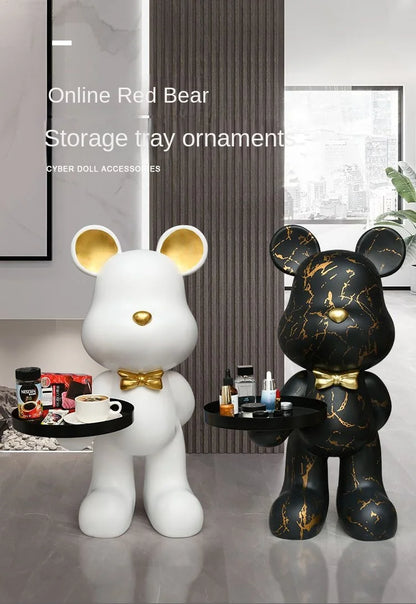 Home Decor Creative Doll Bear Floor Ornament Living Room Trend Soft Decoration Welcome Reception Storage Tray Animal Statue Gift - 𝕄𝕮 𝕋𝕙𝕖 𝔹𝕝𝕒𝕔𝕜 𝔻𝕚𝕒𝕞𝕠𝕟𝕕