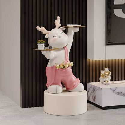 Luminous elk deer figurine by MC THE BLACK DIAMOND, decorative floor tray and storage rack for cozy room decor.