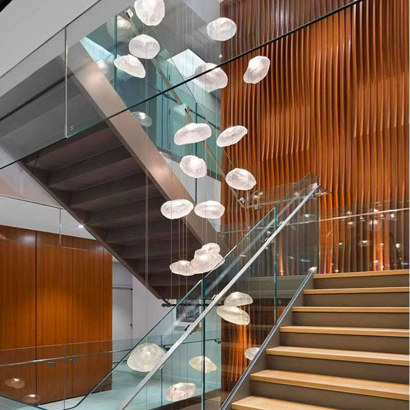 MC THE BLACK DIAMOND Nordic pendant light hanging in a living room or bedroom stairway, modern home decor chandelier.