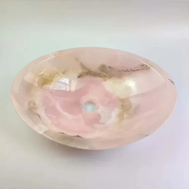 Bathroom Decorative Washbasin Rose Quartz Bowl Handmade Luxury Gemstone Rose Quartz - https://mohammadcollection.com
