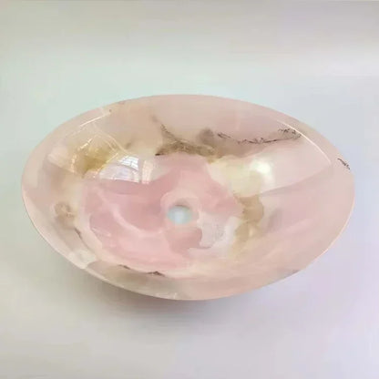 Bathroom Decorative Washbasin Rose Quartz Bowl Handmade Luxury Gemstone Rose Quartz - https://mohammadcollection.com