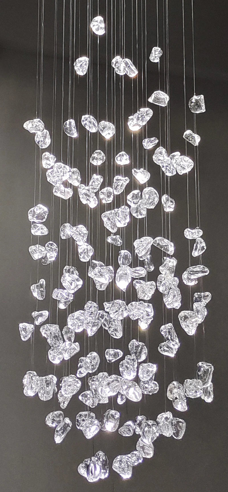Black Art Luxury Stone Crystal Chandelier For Staircase Hallway Lobby Modern Cristal LED Hanging Lamp Home Indoor Light Fixtures