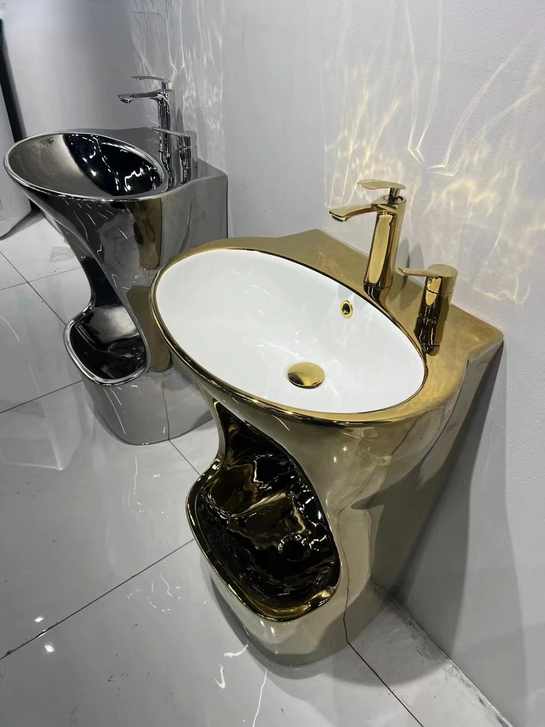 modern high-gloss veneer square ceramic foot basin export non-slip