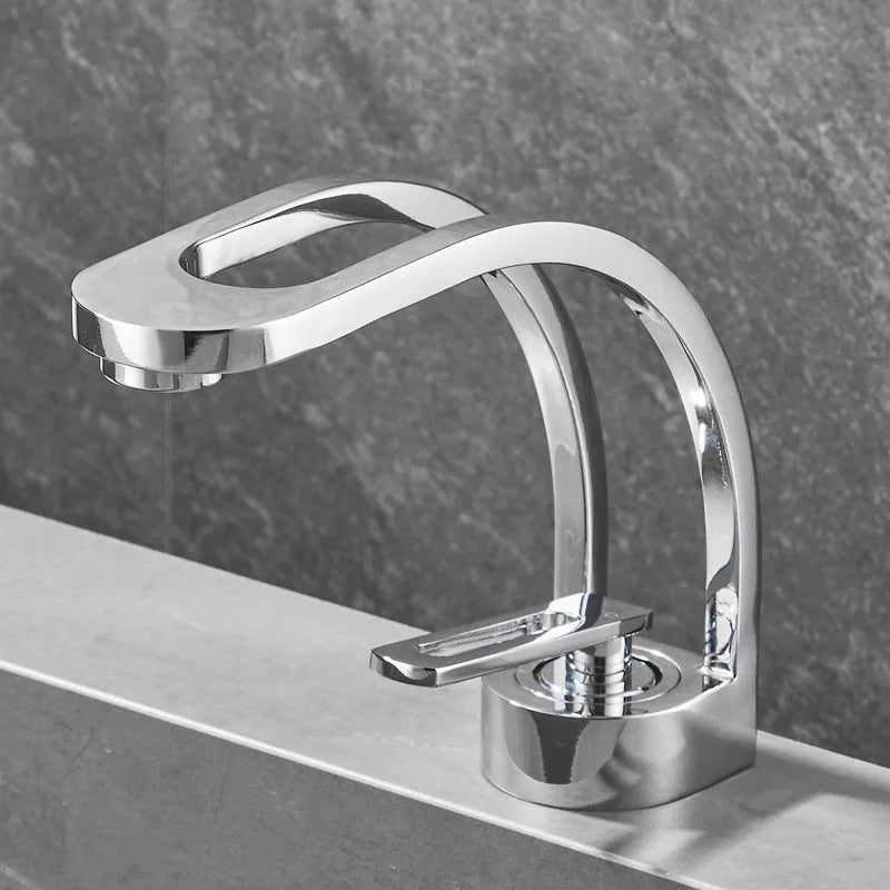 Black, grey, white, and gold MC THE BLACK DIAMOND bathroom mixer tap for wash basin, sleek modern bath fixture.