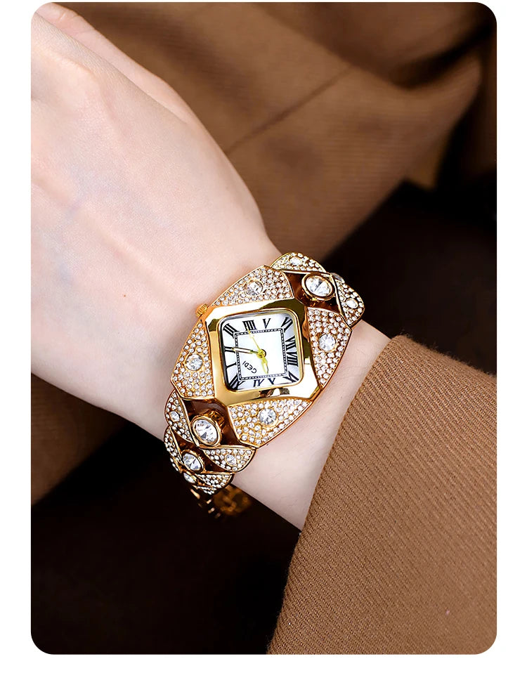 2025 New Women Watch Light Luxury Brand Diamond Inlaid Bracelet Watches Waterproof Ladies Fashion Quartz Clock Wristwatch Gift - https://mohammadcollection.com