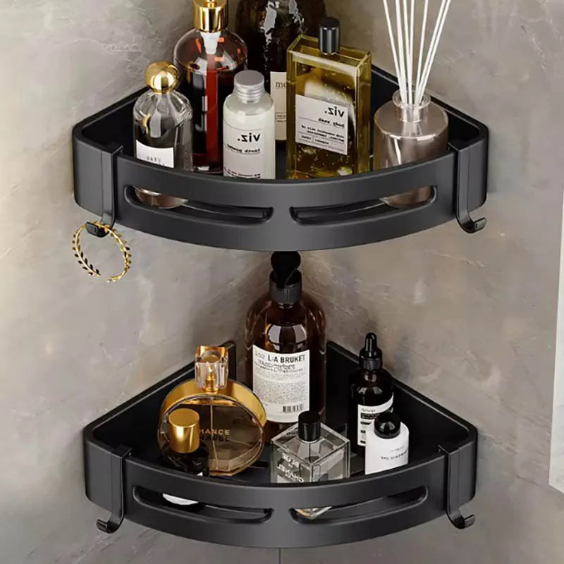 Bathroom Shelf Corner Space Aluminum Bathroom Triangle Basket Shower Room Storage Rack Wall Mounted - https://mohammadcollection.com