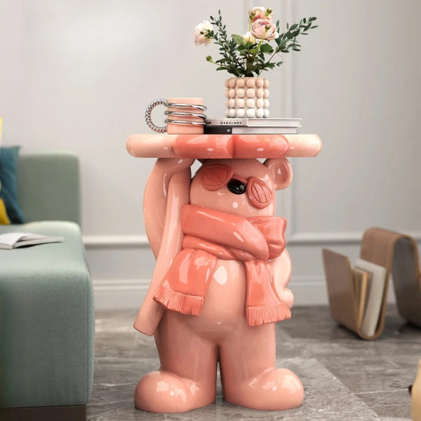 Nordic Style Living Room Small Coffee Table Creative Cartoon Bear Sofa Side Table Kawaii Room Decor Bedside Table Storage Rack - 𝕄𝕮 𝕋𝕙𝕖 𝔹𝕝𝕒𝕔𝕜 𝔻𝕚𝕒𝕞𝕠𝕟𝕕
