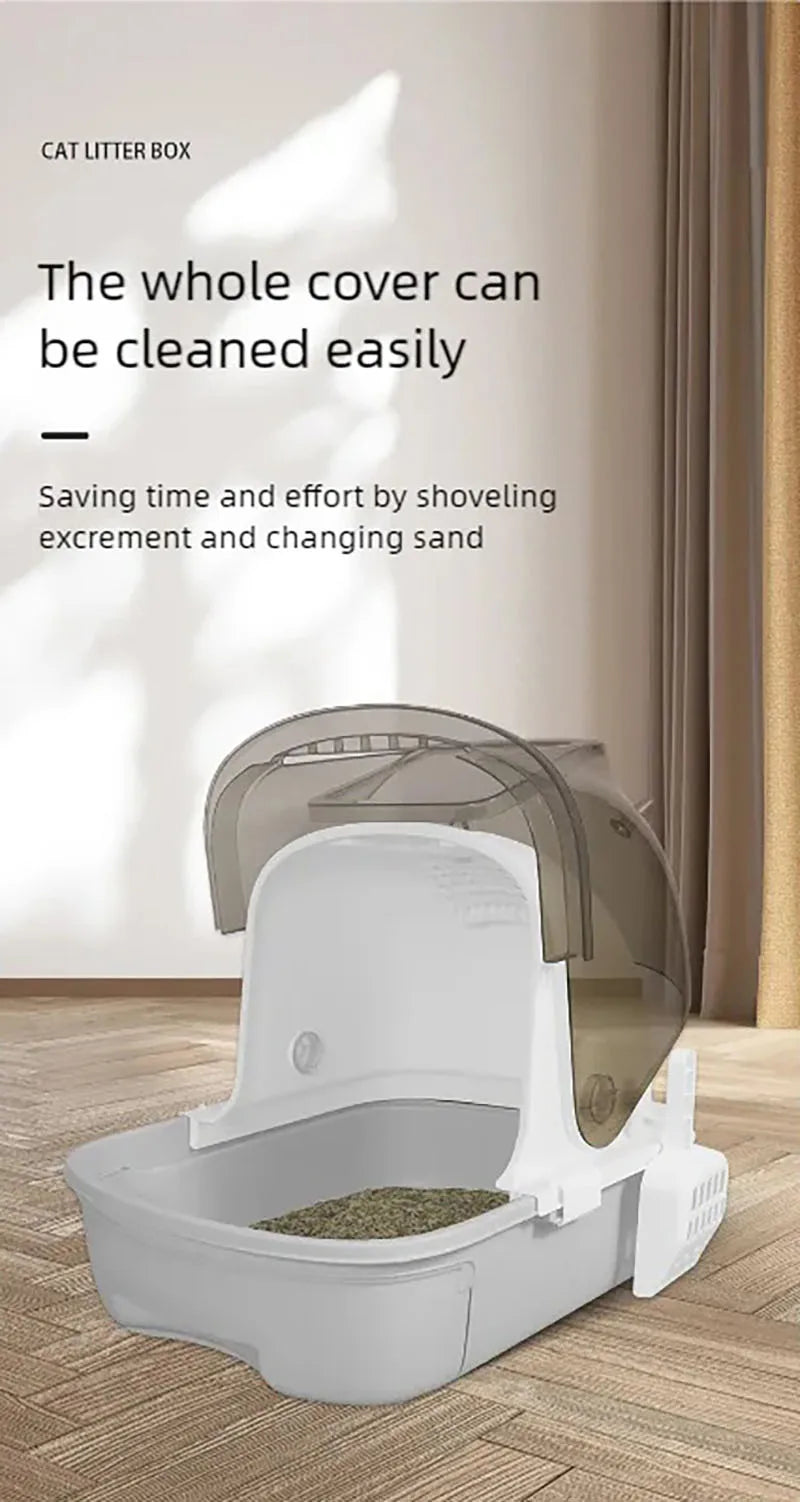 Cat litter box extra-large, fully semi enclosed drawer style