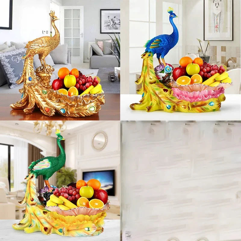 European Style Peacock Fruit Candy Plate Home Living Room Dim Sum Dry Fruit Plate Desktop Creative Storage Decoration Snack Tray - https://mohammadcollection.com