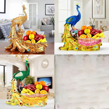 European Style Peacock Fruit Candy Plate Home Living Room Dim Sum Dry Fruit Plate Desktop Creative Storage Decoration Snack Tray - https://mohammadcollection.com