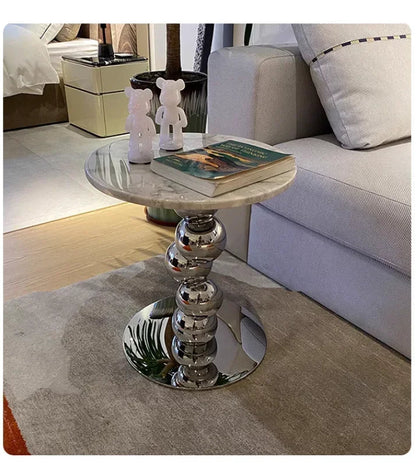 Simple High-end Round Coffee Table Nordic Style Natural Marble Sofa Side Table Designer Light Luxury Living Room Table - https://mohammadcollection.com
