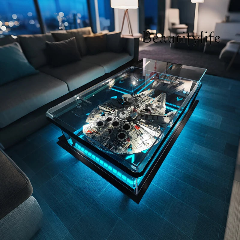 Modern simple living room home coffee table acrylic display box building block model dust cover advanced sense - https://mohammadcollection.com