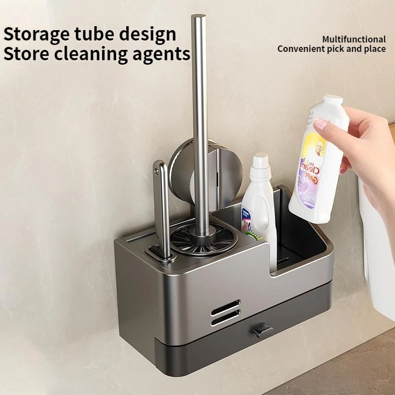 Wall-mounted bathroom storage rack with suction cup and toilet brush from 𝕄𝕔 𝕋𝕙𝕖 𝔹𝕝𝕒𝕔𝕜 𝔻𝕚𝕒𝕞�