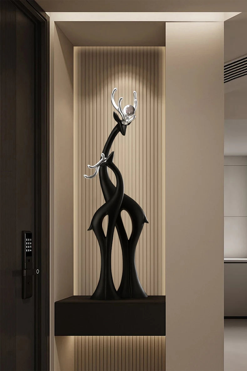 Modern Simple Home Decor Couple Deer Figurine Ornament Light Luxury Living Room TV Cabinet Entrance Desk Decoration Wedding Gift - 𝕄𝕮 𝕋𝕙𝕖 𝔹𝕝𝕒𝕔𝕜 𝔻𝕚𝕒𝕞𝕠𝕟𝕕