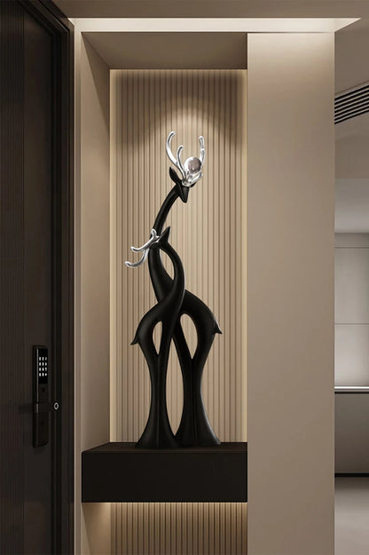 Modern Simple Home Decor Couple Deer Figurine Ornament Light Luxury Living Room TV Cabinet Entrance Desk Decoration Wedding Gift - 𝕄𝕮 𝕋𝕙𝕖 𝔹𝕝𝕒𝕔𝕜 𝔻𝕚𝕒𝕞𝕠𝕟𝕕