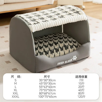 MC THE BLACK DIAMOND winter dog kennel nest with washable, deep sleep bed mat for medium to large dogs in a cozy pet house.