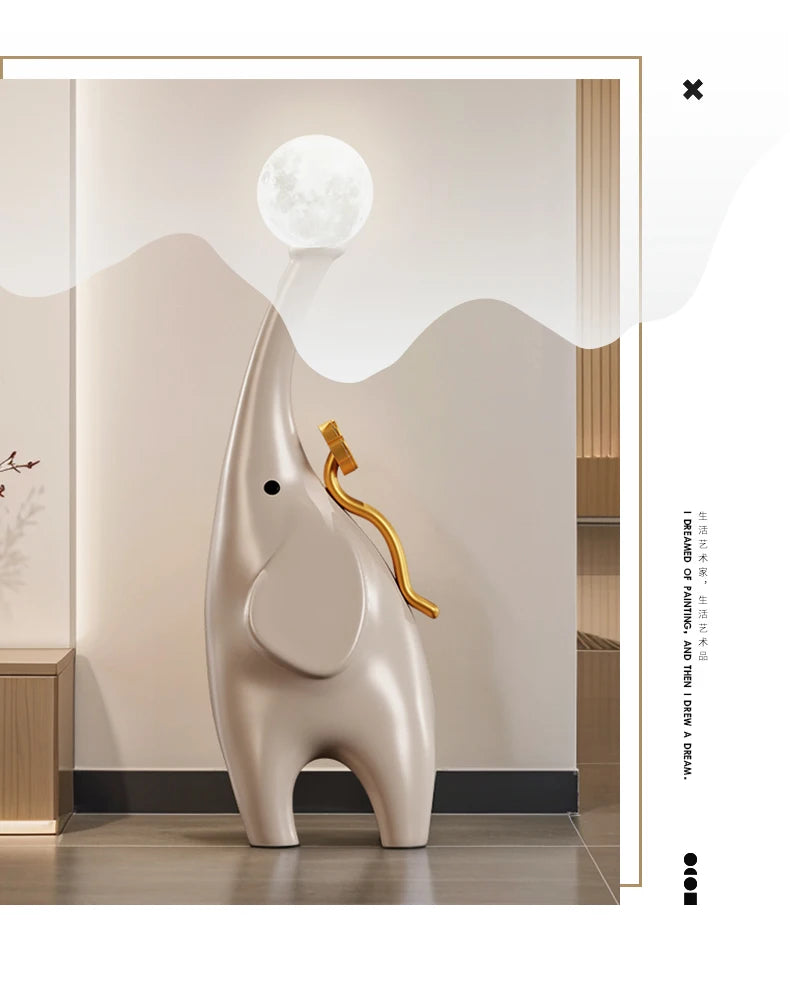 Modern simple elephant sculpture by MC THE BLACK DIAMOND, high-end decorative statue for living room or creative home decor.