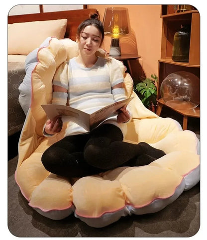 Large Clamshell Plush Cushion Giant Shuck Plush Pillow Seashell Sofa Decorative Stuffed Pillow Sleeping Backrest Floor Cushion