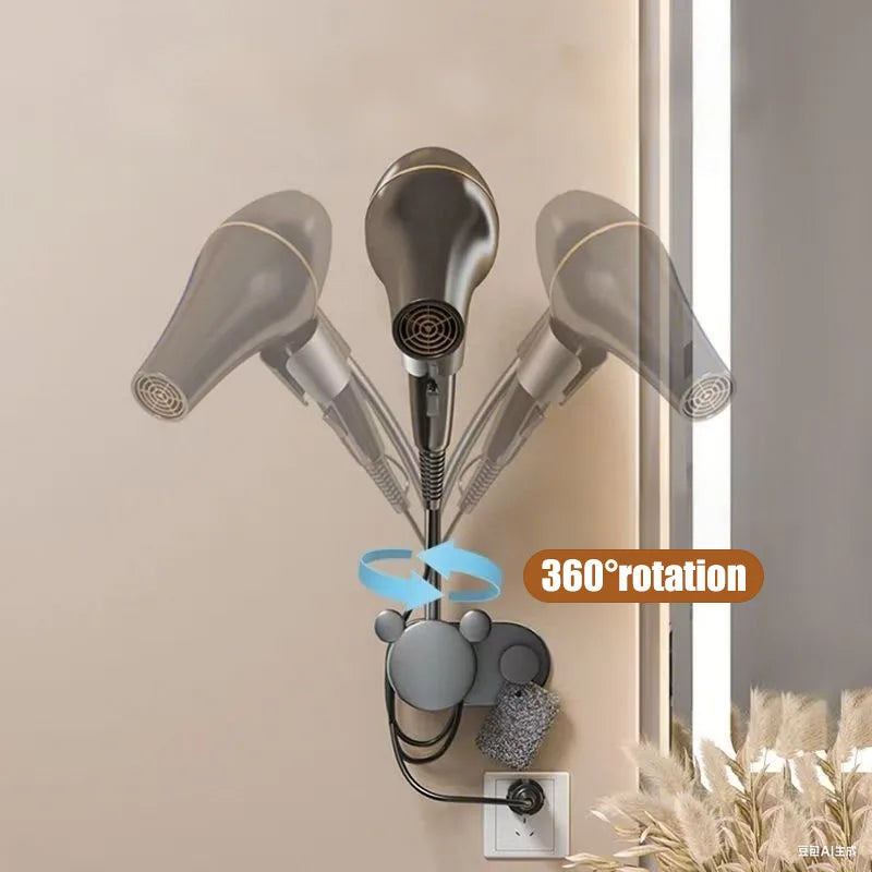 Hair Dryer Holder Bathroom Shelf Without Drilling Adjustable Wall Hanging Free Of Hands Universal Storage Rack Bathroom Shelf - https://mohammadcollection.com