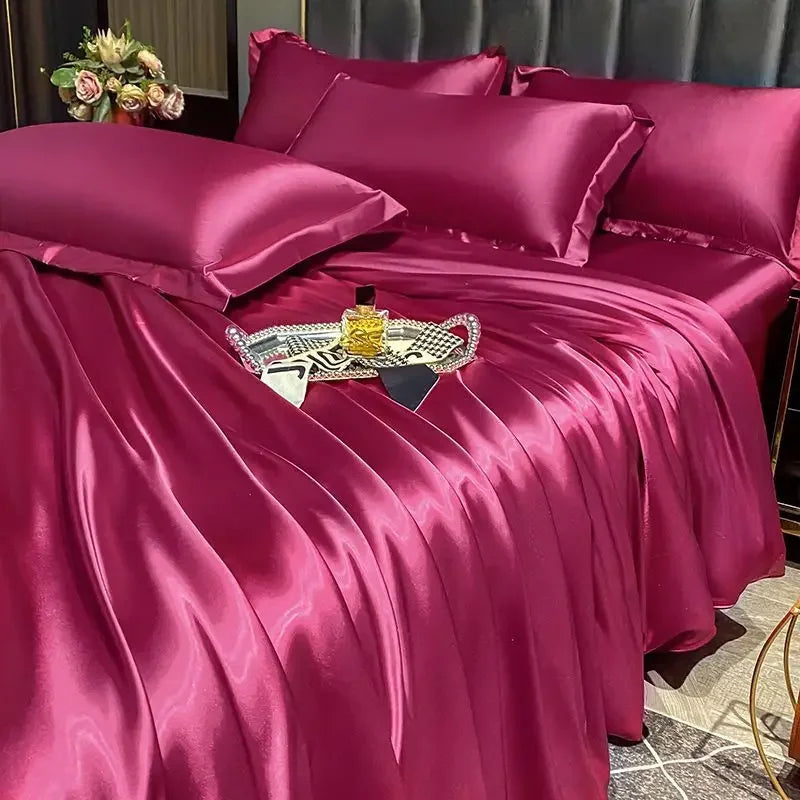 Luxury MC THE BLACK DIAMOND bedsheet with matching pillowcases, perfect for single or double beds, elegant and comfortable bedding set.