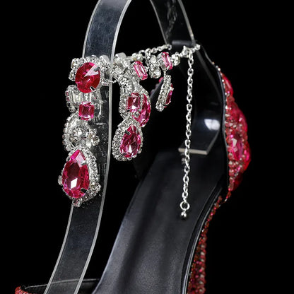Bling Luxury Handmade Full Rhinestones Women Pumps Fashion Diamonds Crystal Pendant Banquet High heels Party Prom Wedding Shoes - https://mohammadcollection.com