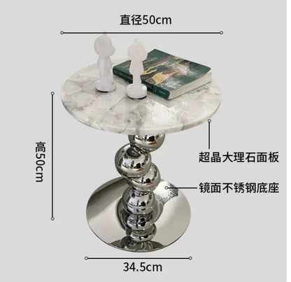 Simple High-end Round Coffee Table Nordic Style Natural Marble Sofa Side Table Designer Light Luxury Living Room Table - https://mohammadcollection.com