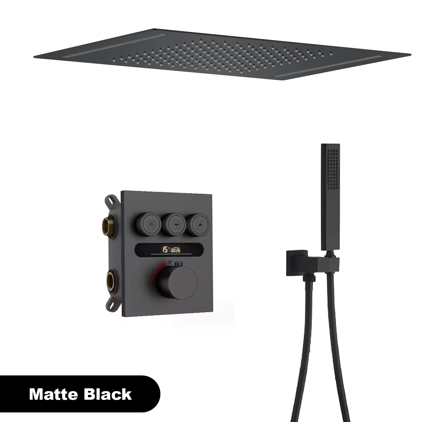 Luxury gold LED digital display bath shower system with embedded hot and cold water mixer by 𝕄𝕔 𝕋𝕙𝕖 𝔹𝕝𝕒𝕔𝕜 𝔻𝕚𝕒�