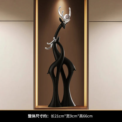 Modern Simple Home Decor Couple Deer Figurine Ornament Light Luxury Living Room TV Cabinet Entrance Desk Decoration Wedding Gift - 𝕄𝕮 𝕋𝕙𝕖 𝔹𝕝𝕒𝕔𝕜 𝔻𝕚𝕒𝕞𝕠𝕟𝕕