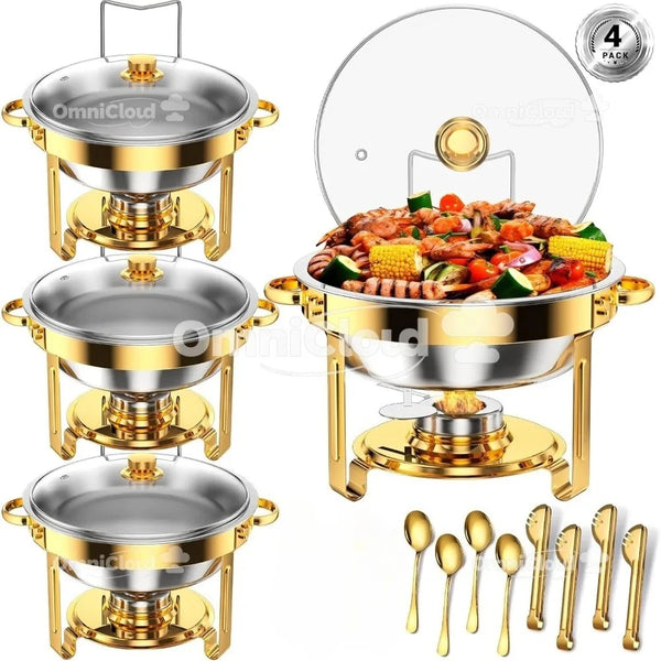 Round MC THE BLACK DIAMOND chafing dish buffet set with full-size pan and rolled-edge design for food warming and serving.