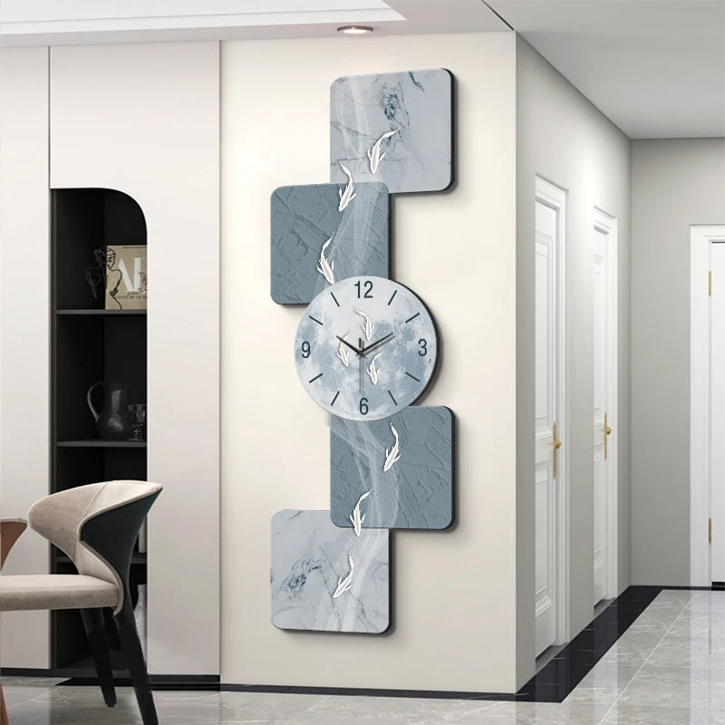 Modern Home Wall Decor Nine Fish Picture Wall Clock Living Room Corridor Mute Clock Painting Advanced Art LED Luminescent Mural - https://mohammadcollection.com