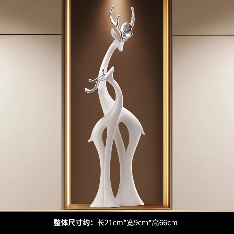 Modern Simple Home Decor Couple Deer Figurine Ornament Light Luxury Living Room TV Cabinet Entrance Desk Decoration Wedding Gift - 𝕄𝕮 𝕋𝕙𝕖 𝔹𝕝𝕒𝕔𝕜 𝔻𝕚𝕒𝕞𝕠𝕟𝕕
