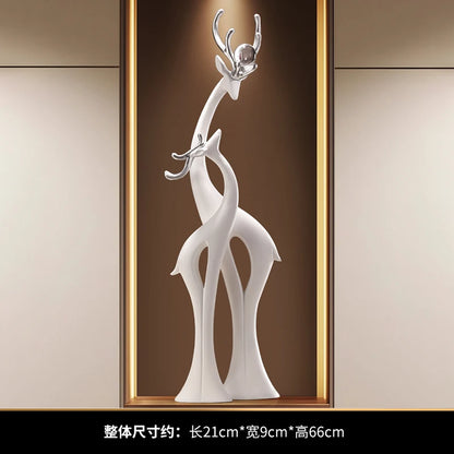 Modern Simple Home Decor Couple Deer Figurine Ornament Light Luxury Living Room TV Cabinet Entrance Desk Decoration Wedding Gift - 𝕄𝕮 𝕋𝕙𝕖 𝔹𝕝𝕒𝕔𝕜 𝔻𝕚𝕒𝕞𝕠𝕟𝕕