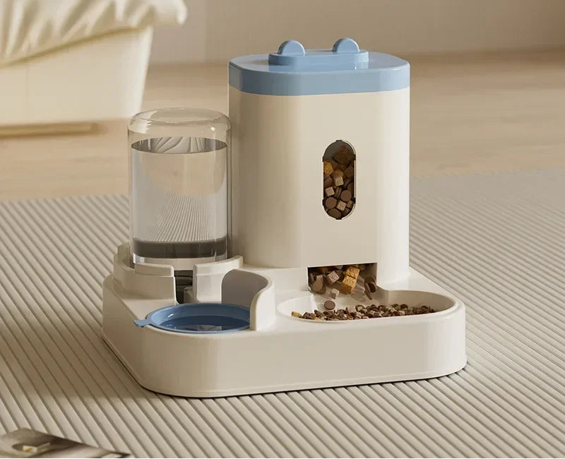 Automatic pet feeder and water fountain by MC THE BLACK DIAMOND, large capacity food storage dispenser for dogs and cats.