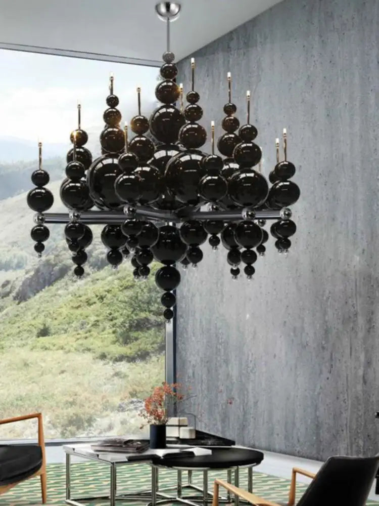 Luxury Living Room Black Chandelier Designer Tears From Moon Chandelier For Ceiling Restaurant Large Dining Table Hanging Lamp - https://mohammadcollection.com