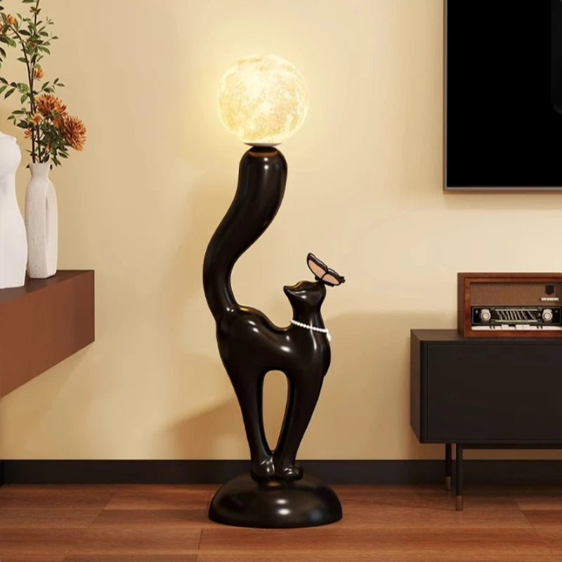 Creative Cat Statue Floor Decoration Nordic Retro Home Soft Decor Living Room Sofa Bedroom Bedside Atmosphere Luminous Ornament - 𝕄𝕮 𝕋𝕙𝕖 𝔹𝕝𝕒𝕔𝕜 𝔻𝕚𝕒𝕞𝕠𝕟𝕕