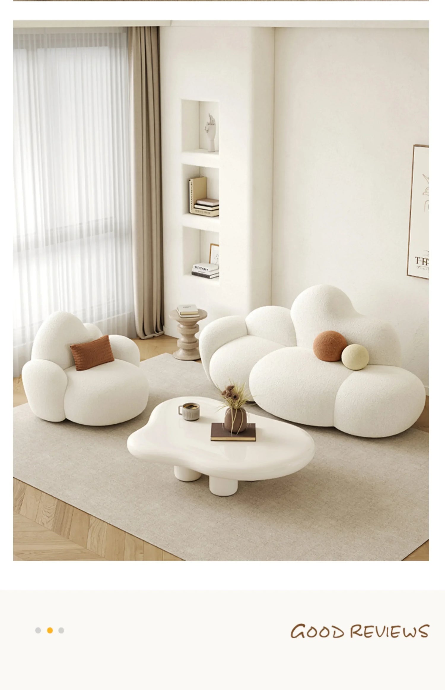 White MC THE BLACK DIAMOND sofa in a living room setting, showcasing a relaxing, comfortable lounge with plush filling and modern design.